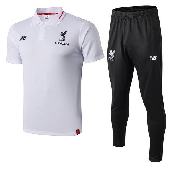 Polo Conjunto Completo Liverpool 2018-2019 Blanco Negro